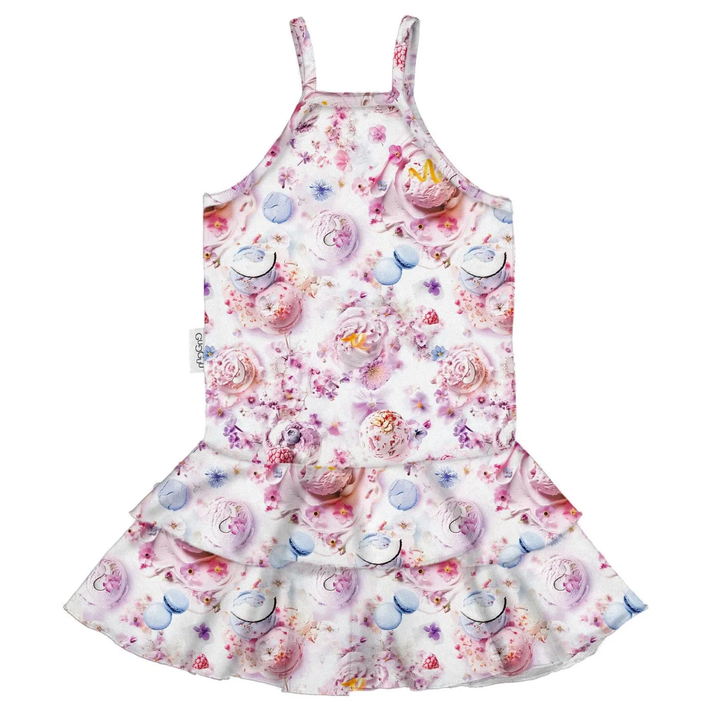 Gugguu Print Spaghetti Frilla Dress